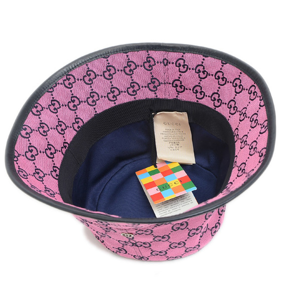 Gucci GG Pattern Fedora Hat Bucket Pink/Black 656573 L/59 size - Picture 5 of 7